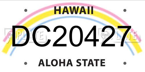 DC20427 Hawaii License Plate