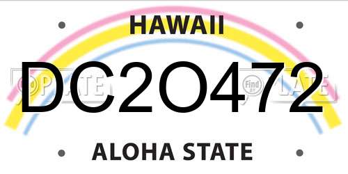 DC2O472 Hawaii License Plate