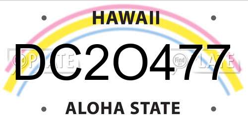 DC2O477 Hawaii License Plate
