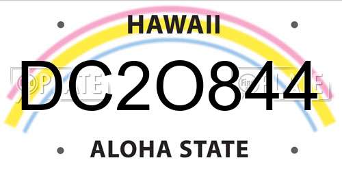 DC2O844 Hawaii License Plate