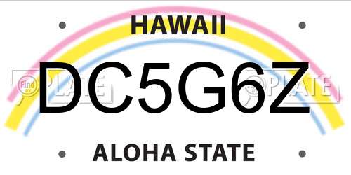 DC5G6Z Hawaii License Plate