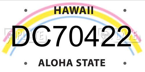 DC70422 Hawaii License Plate