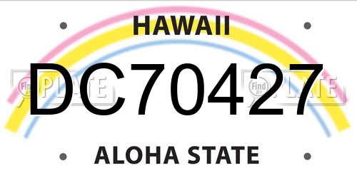 DC70427 Hawaii License Plate