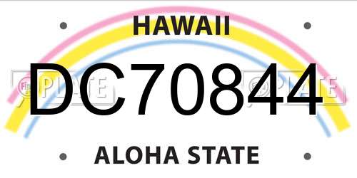 DC70844 Hawaii License Plate