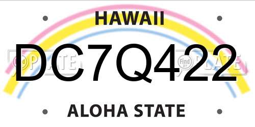 DC7Q422 Hawaii License Plate