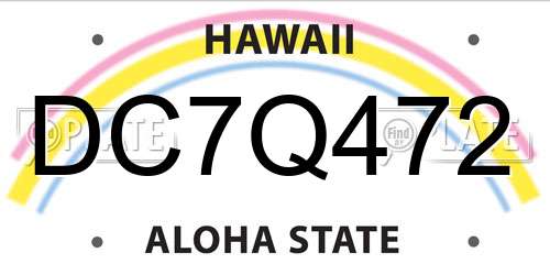 DC7Q472 Hawaii License Plate