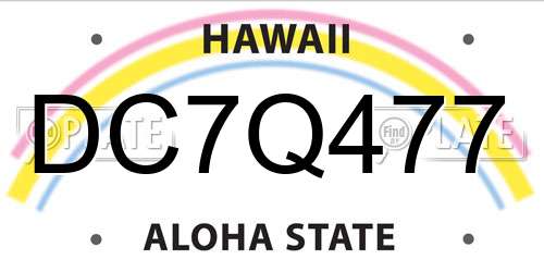 DC7Q477 Hawaii License Plate