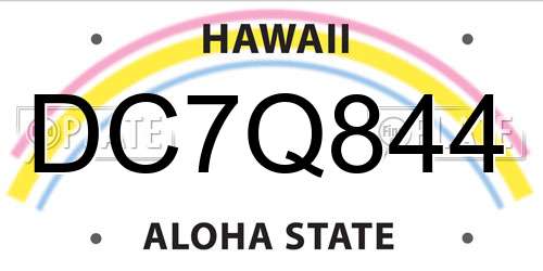 DC7Q844 Hawaii License Plate
