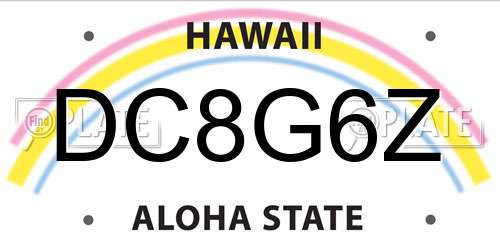 DC8G6Z Hawaii License Plate