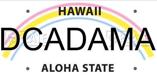 DCADAMA Hawaii License Plate