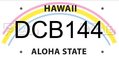 DCB144 Hawaii License Plate