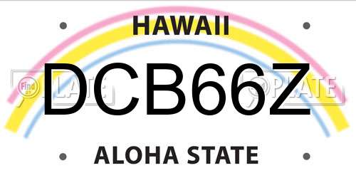 DCB66Z Hawaii License Plate