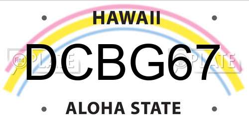 DCBG67 Hawaii License Plate