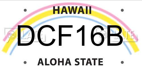 DCF16B Hawaii License Plate