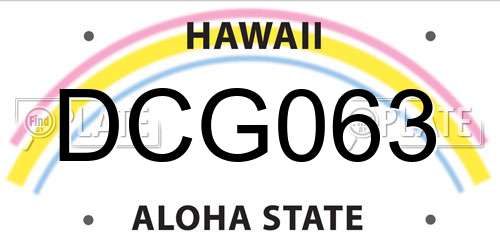 DCG063 Hawaii License Plate