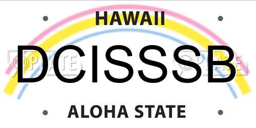 DCISSSB Hawaii License Plate