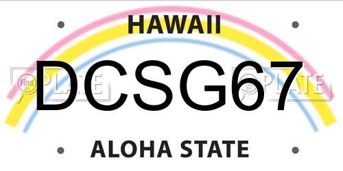 DCSG67 Hawaii License Plate