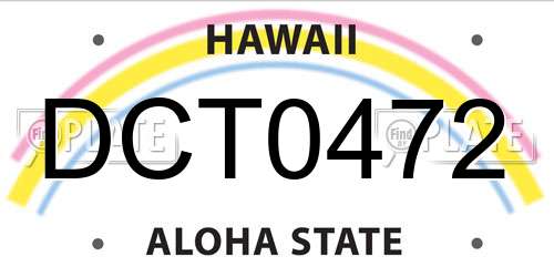 DCT0472 Hawaii License Plate