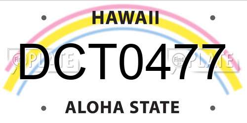 DCT0477 Hawaii License Plate