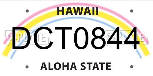 DCT0844 Hawaii License Plate