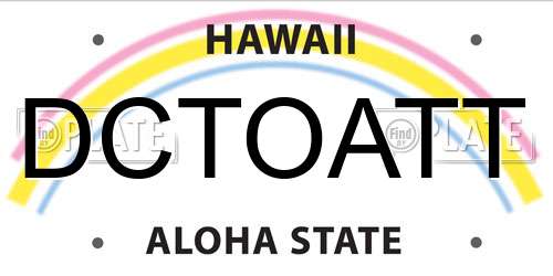 DCTOATT Hawaii License Plate