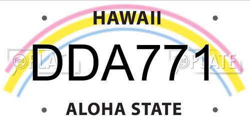 DDA771 Hawaii License Plate