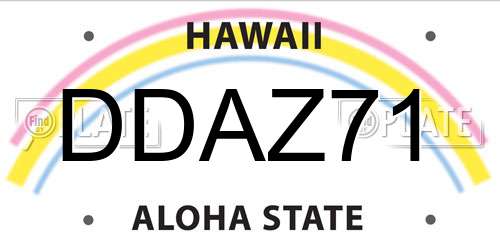 DDAZ71 Hawaii License Plate