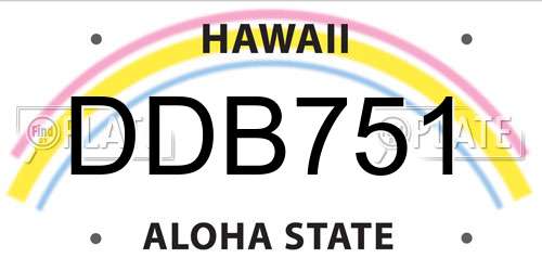 DDB751 Hawaii License Plate