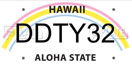 DDTY32 Hawaii License Plate