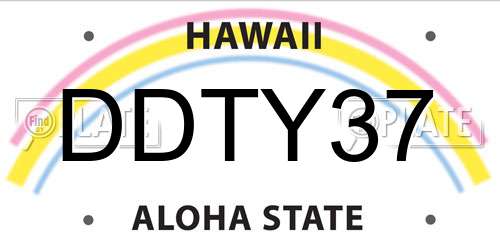 DDTY37 Hawaii License Plate