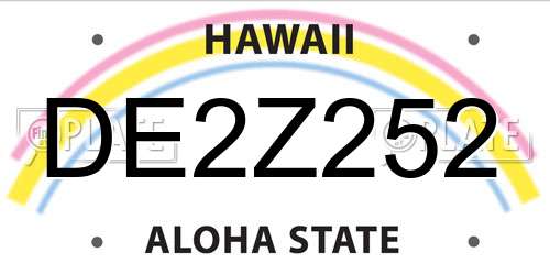 DE2Z252 Hawaii License Plate