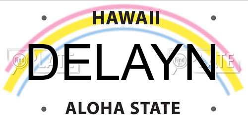 DELAYN Hawaii License Plate