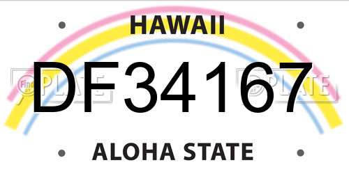 DF34167 Hawaii License Plate