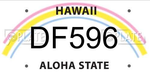 DF596 Hawaii License Plate