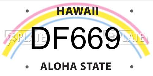 DF669 Hawaii License Plate