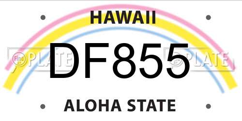 DF855 Hawaii License Plate