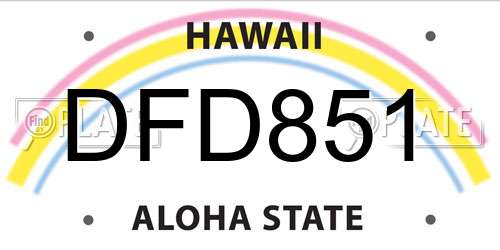 DFD851 Hawaii License Plate