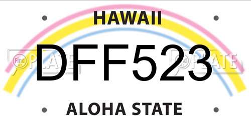 DFF523 Hawaii License Plate