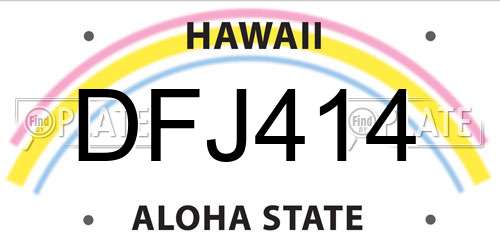 DFJ414 Hawaii License Plate