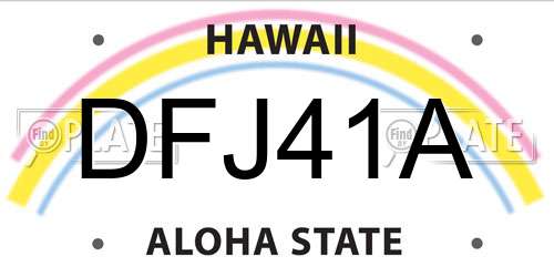 DFJ41A Hawaii License Plate