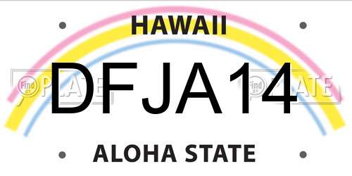 DFJA14 Hawaii License Plate