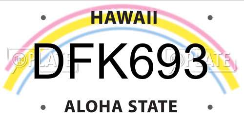 DFK693 Hawaii License Plate