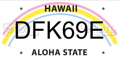 DFK69E Hawaii License Plate