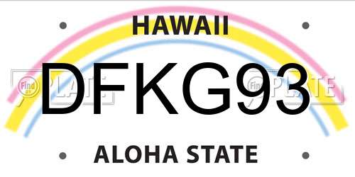 DFKG93 Hawaii License Plate