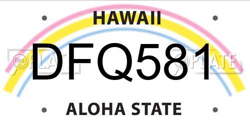 DFQ581 Hawaii License Plate