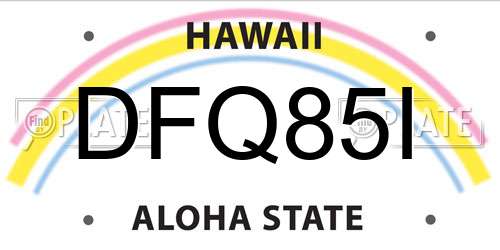 DFQ85I Hawaii License Plate