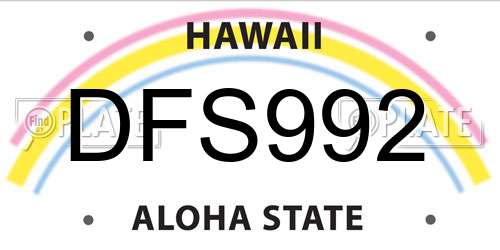 DFS992 Hawaii License Plate