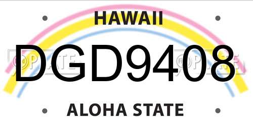 DGD9408 Hawaii License Plate