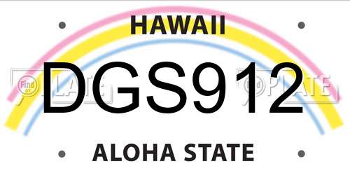 DGS912 Hawaii License Plate