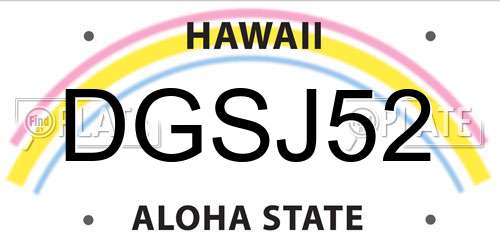 DGSJ52 Hawaii License Plate